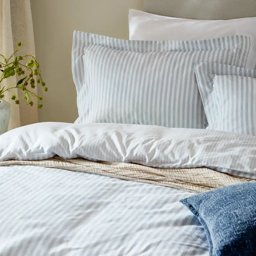 Yard Hebden Melange Mineral Blue Stripe Duvet Cover Set